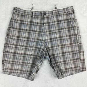 Eddie Bauer Mens Shorts Chino‎ Brown Blue Plaid Legend Wash Preppy Casual 38
